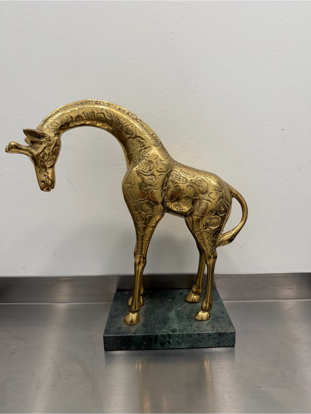 Vintage Great City Traders Brass Giraffe Figurine Sculpture on Marble Base